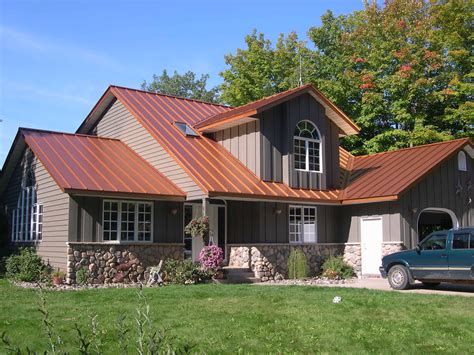 houses with copper metal roofs|copper metallic metal roof photos.